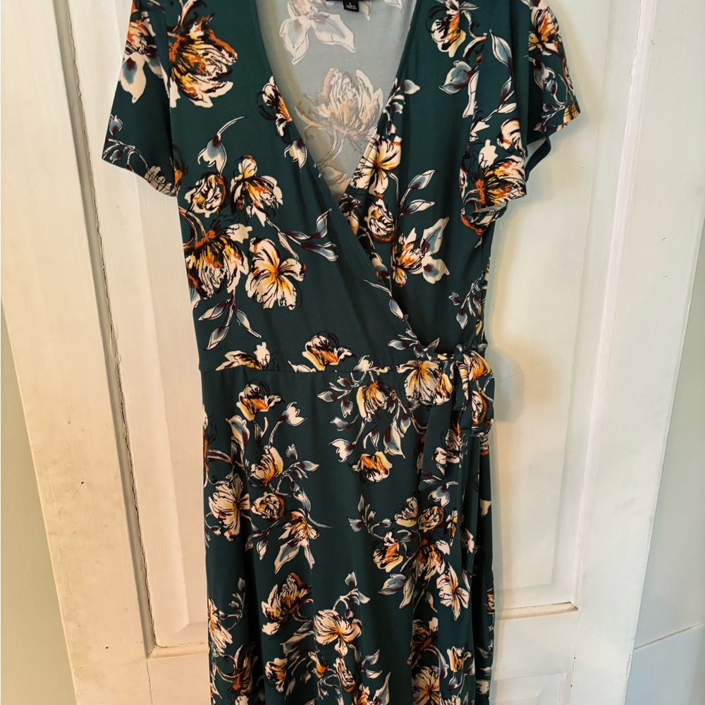 Floral Wrap Dress in Green